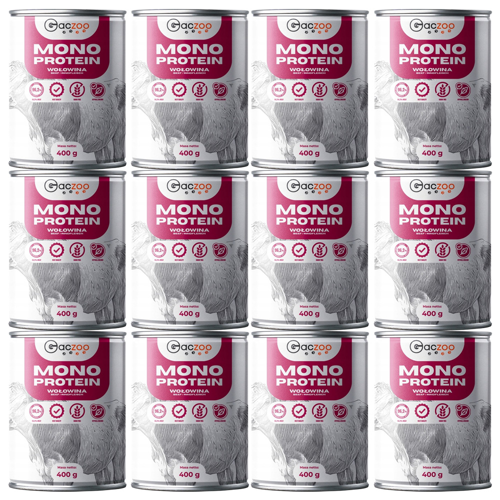 Gaczoo MONO Protein karma mokra dla psa Wołowina 12x400g